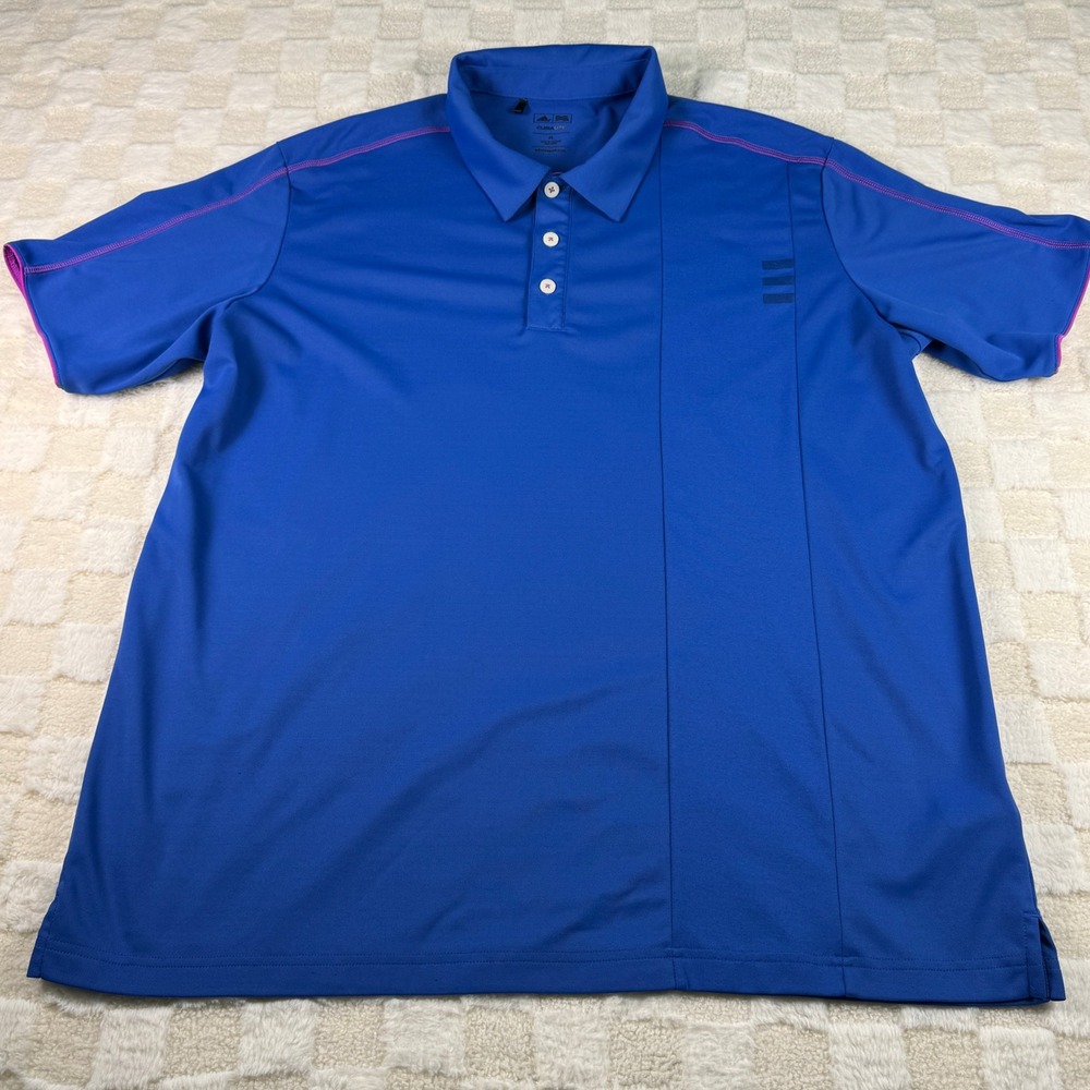 Adidas Golf ClimaLite Polo Shirt Men's XL Blue Purple Trim Athletic‎